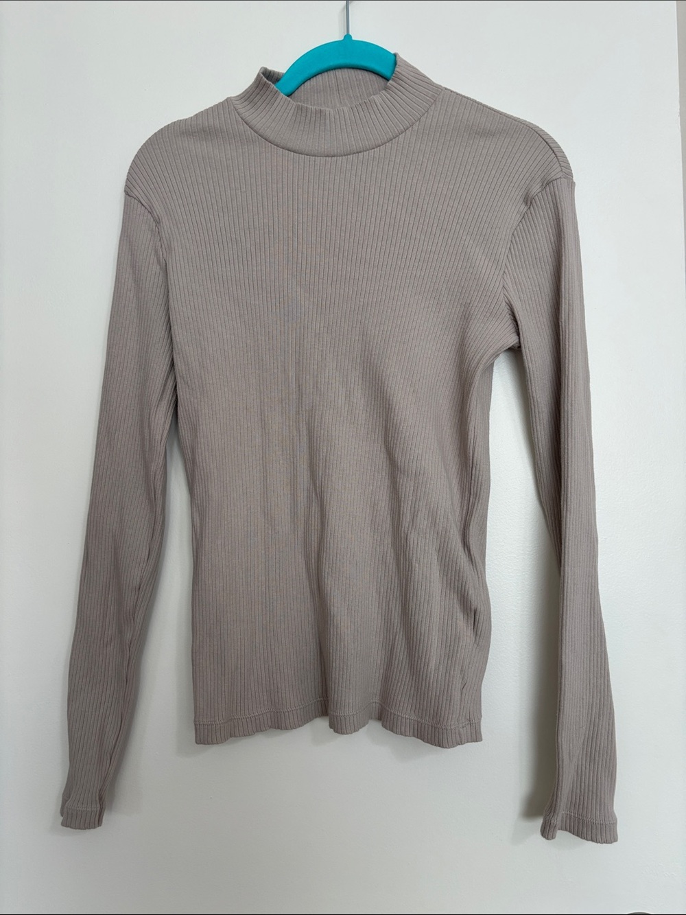 Uniqlo Women's Ribbed Mock Neck Long Sleeve Top - Taupe